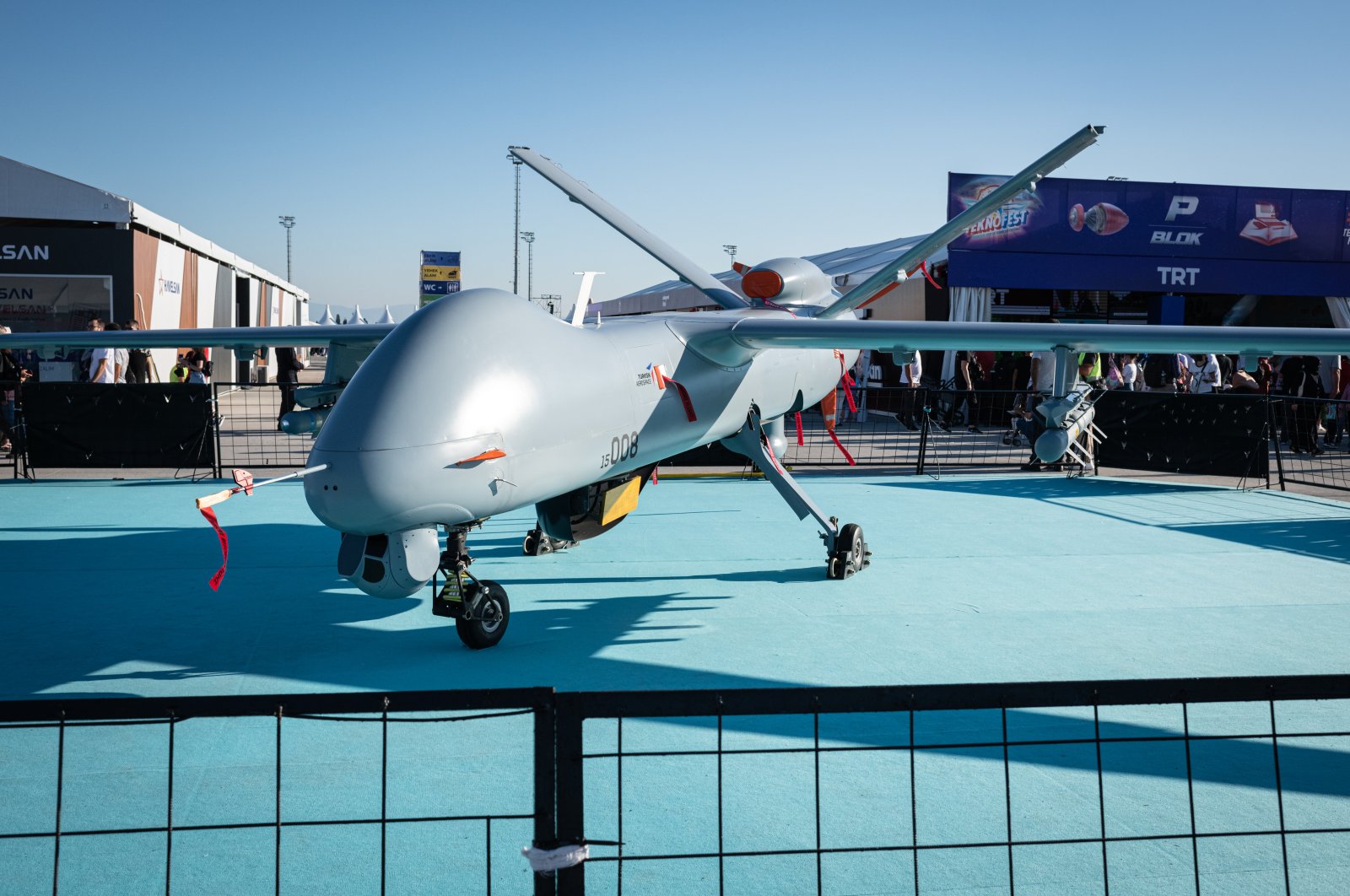 TAI&#039;s Anka drone on display during Türkiye&#039;s aerospace and technology festival Teknofest, in Istanbul, Türkiye, Sept. 26, 2021.