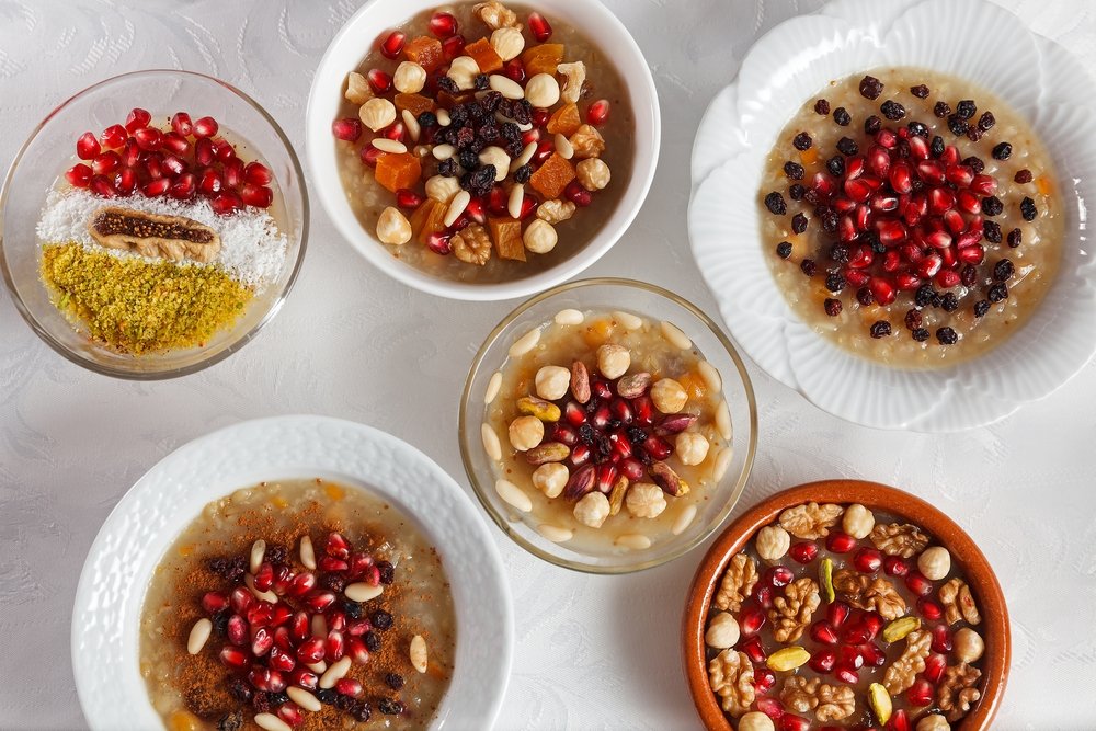 Some variations of the traditional dessert ashura, also known as Noah&#039;s pudding. (Shutterstock Photo)