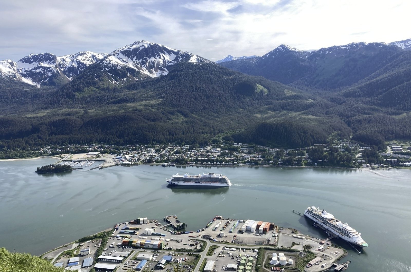 Cruise ships are shown near downtown Juneau, along the Gastineau Channel, in Alaska, June 7, 2023. (AP Photo)