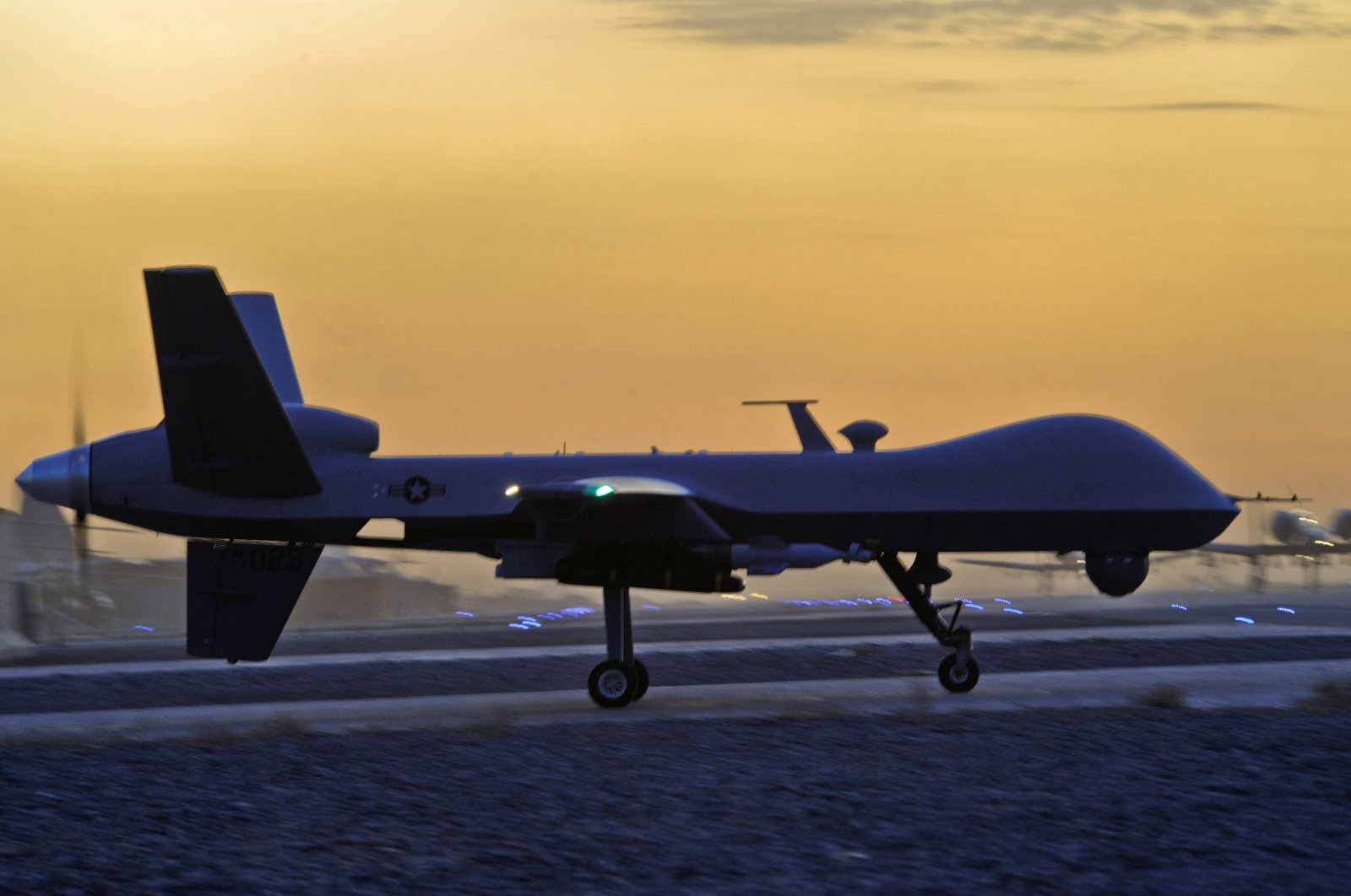 A MQ-9 Reaper drone taxis at Kandahar Airfield, Afghanistan in this Dec.27, 2009 photo. (Reuters Photo)